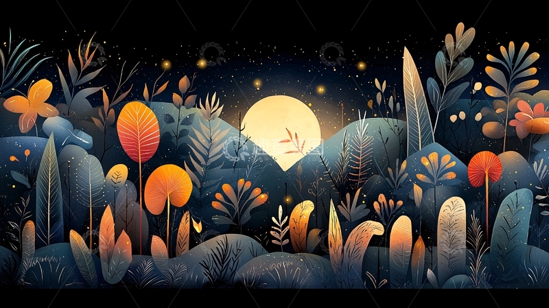 高清大图下载【趣麦麦图】夜间植物高清图片