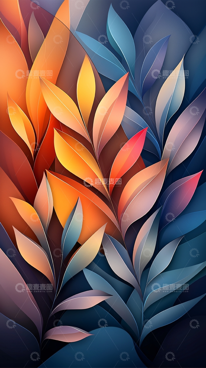 高清大图下载【趣麦麦图】色彩鲜艳的抽象叶片