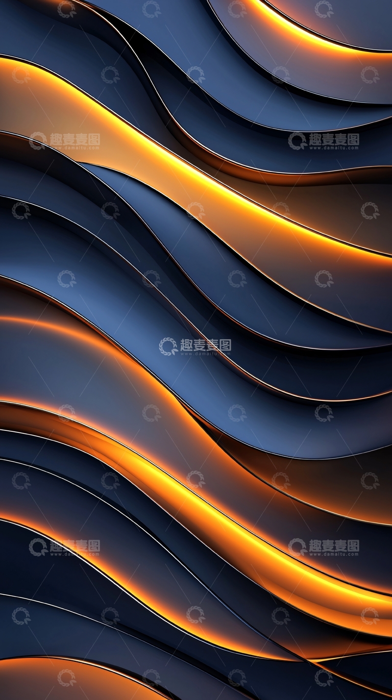 蓝色金色曲线渐变背景