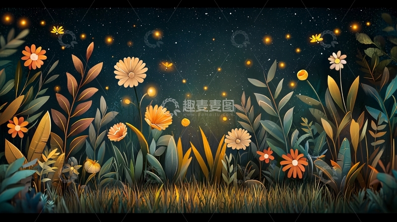 高清大图下载【趣麦麦图】鲜花绿叶点点星光