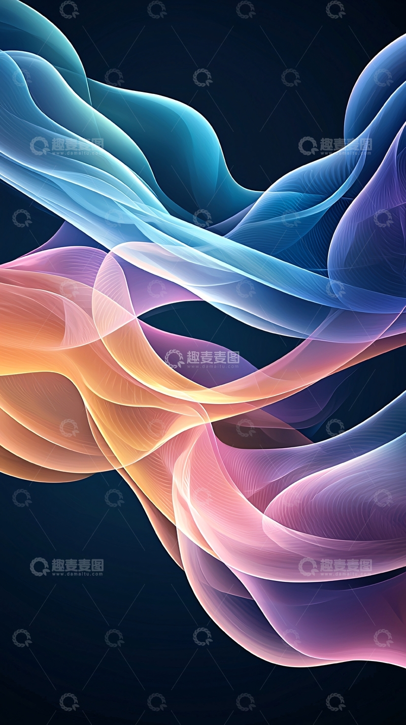 高清大图下载【趣麦麦图】抽象彩色流体曲线