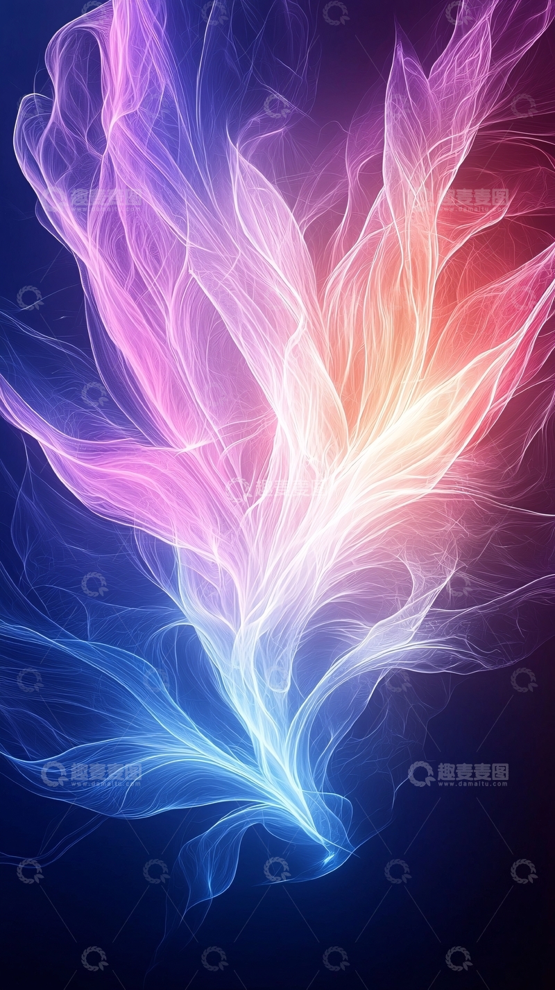 高清大图下载【趣麦麦图】抽象发光花朵图案
