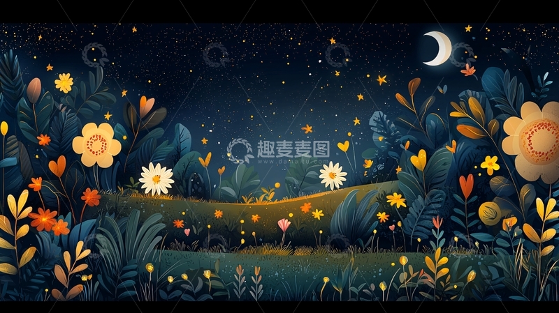 高清大图下载【趣麦麦图】夜晚花园高清图片