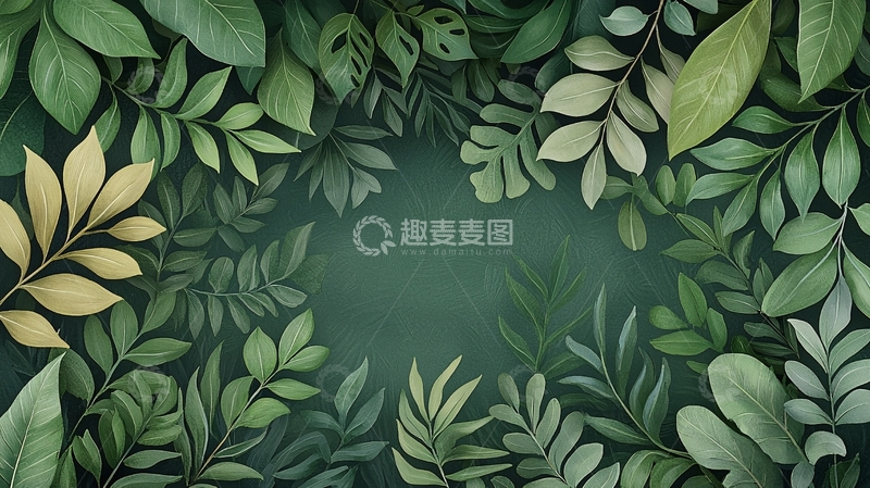 高清大图下载【趣麦麦图】绿色植物环绕的背景