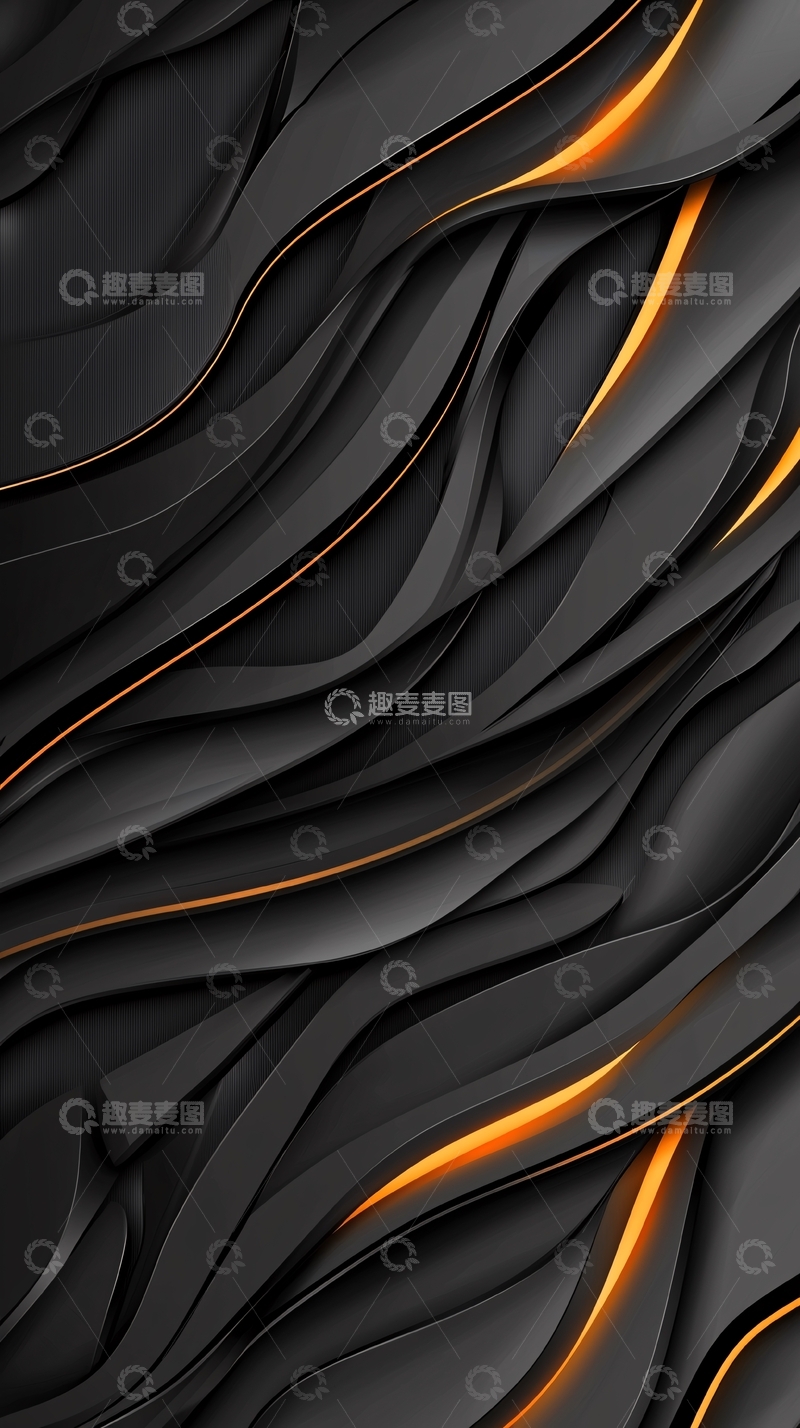 高清大图下载【趣麦麦图】黑色抽象曲线背景
