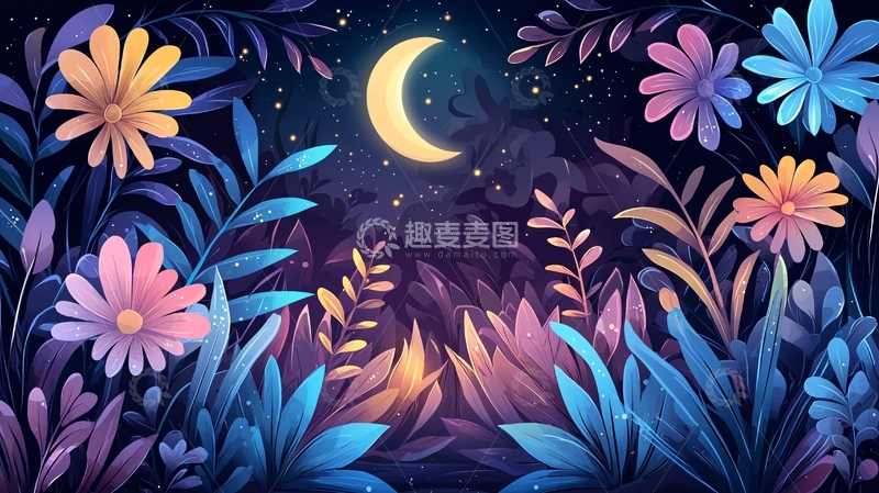 高清大图下载【趣麦麦图】夜色花园高清图片