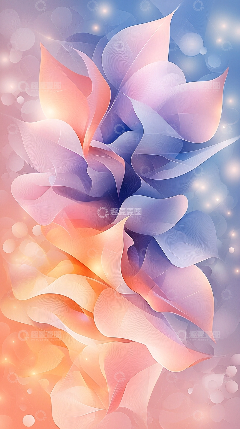 高清大图下载【趣麦麦图】梦幻渐变花瓣光晕背景