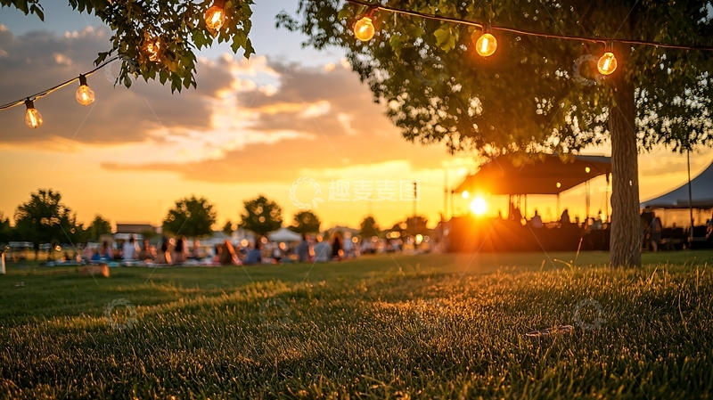 高清大图下载【趣麦麦图】黄昏草坪聚会