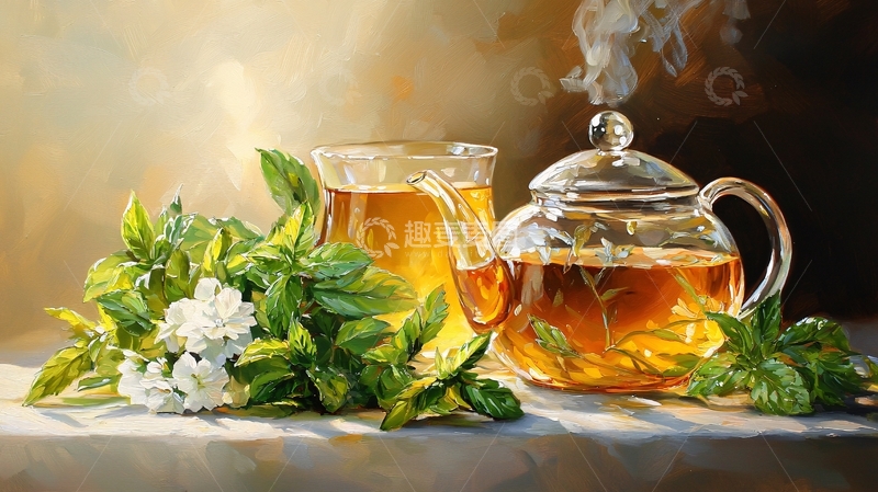 高清大图下载【趣麦麦图】热气腾腾的茶