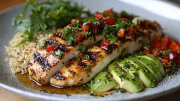 烤鸡胸肉配藜麦牛油果