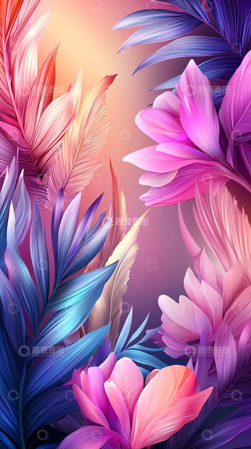 高清大图下载【趣麦麦图】梦幻色彩花卉植物背景