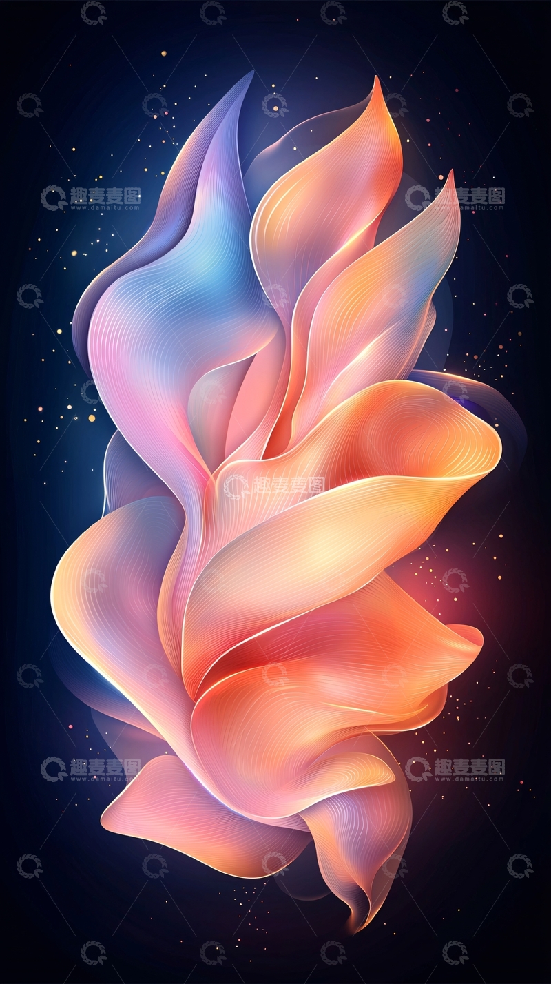 高清大图下载【趣麦麦图】抽象花卉渐变唯美背景