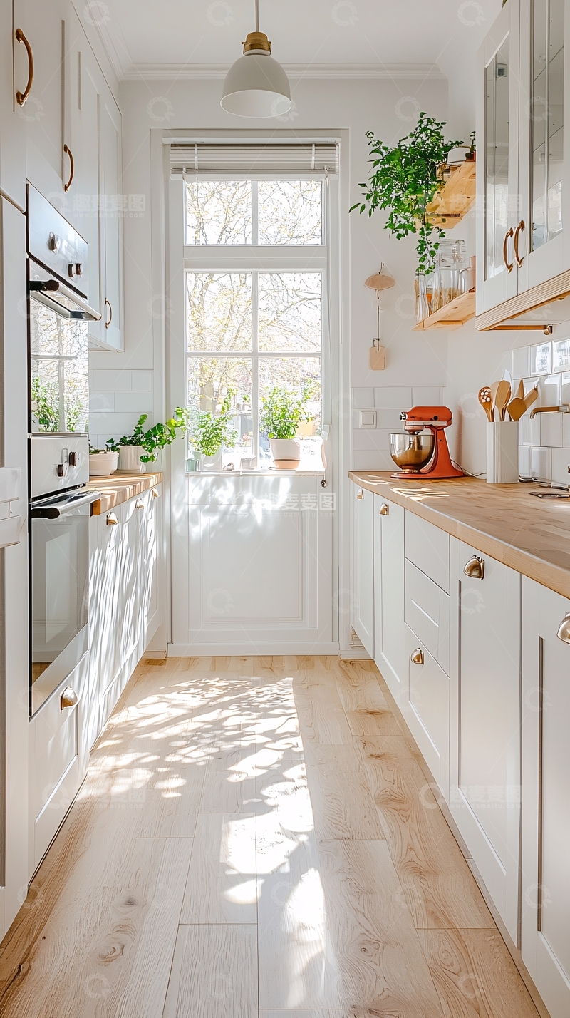 高清大图下载【趣麦麦图】采光充足的白色厨房