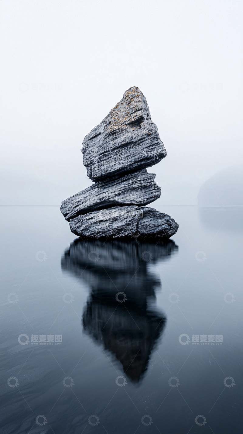 高清大图下载【趣麦麦图】水面上的叠石