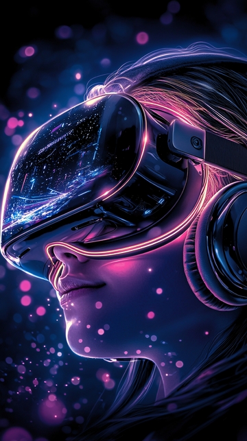 戴VR眼镜的女孩