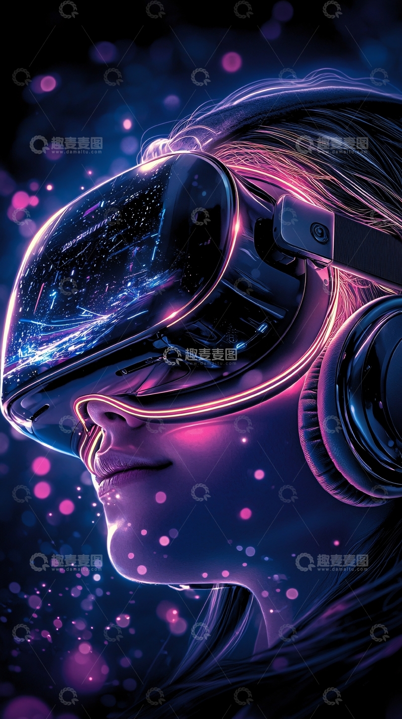 高清大图下载【趣麦麦图】戴VR眼镜的女孩