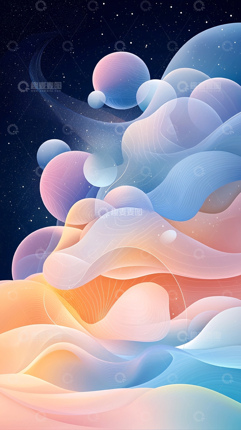 高清大图下载【趣麦麦图】渐变色抽象气泡背景