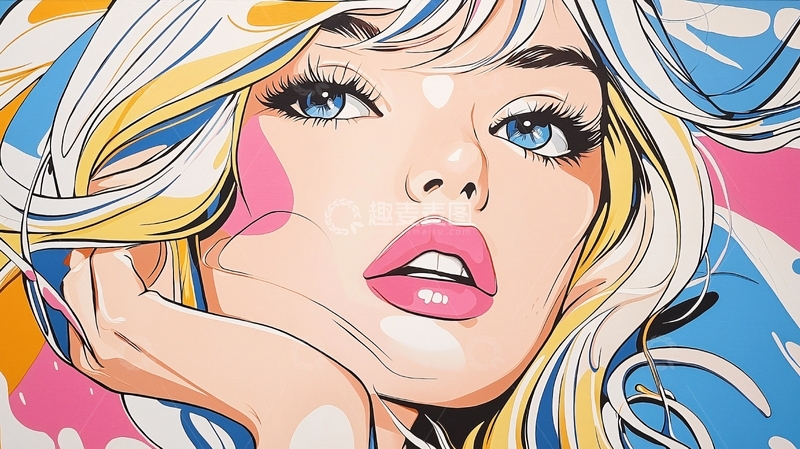 高清大图下载【趣麦麦图】金发碧眼美女漫画风