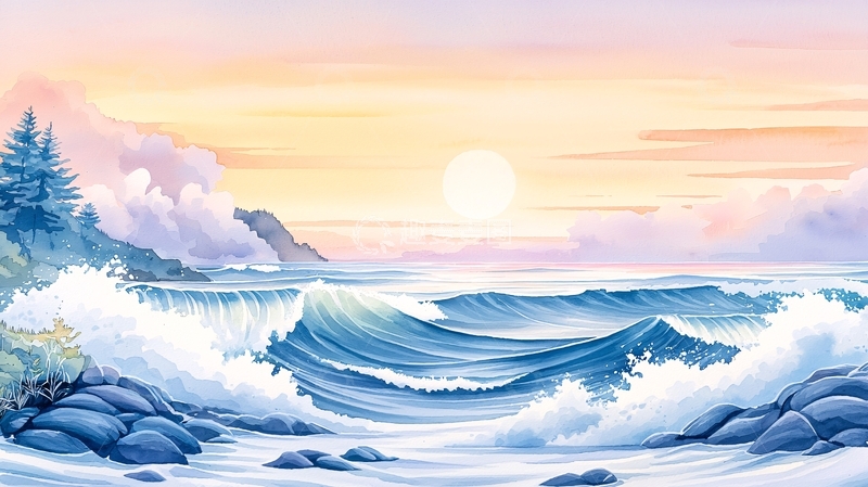 高清大图下载【趣麦麦图】蓝色海浪高清图片