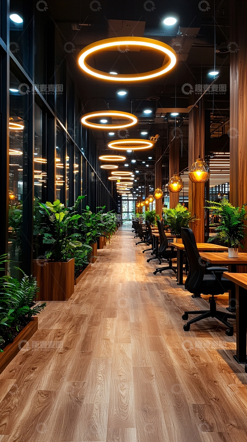 高清大图下载【趣麦麦图】现代绿植办公室走廊