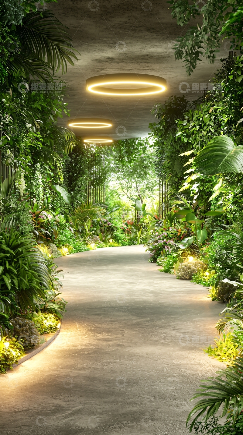 高清大图下载【趣麦麦图】绿植环绕的通道