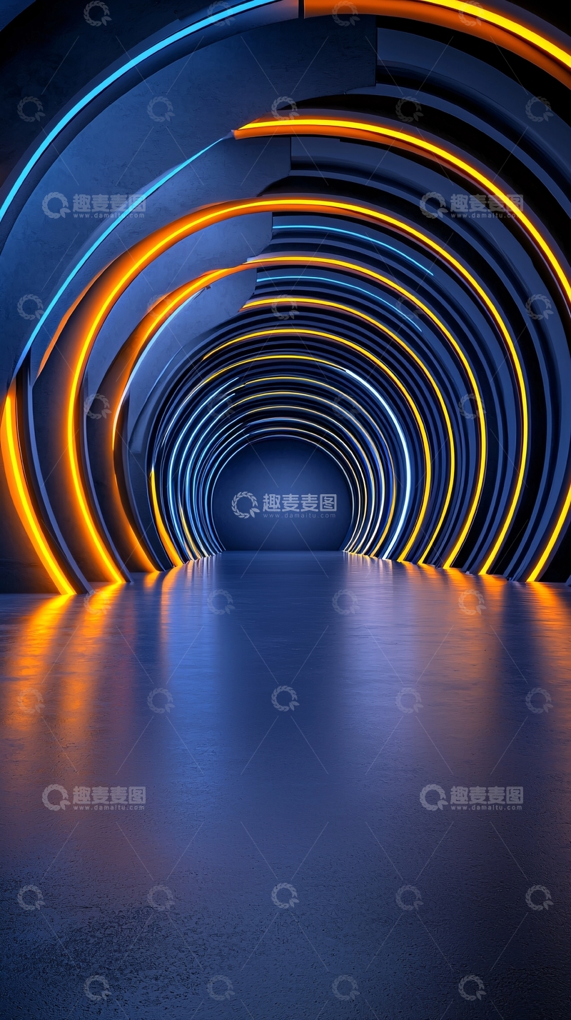 高清大图下载【趣麦麦图】未来感光影隧道