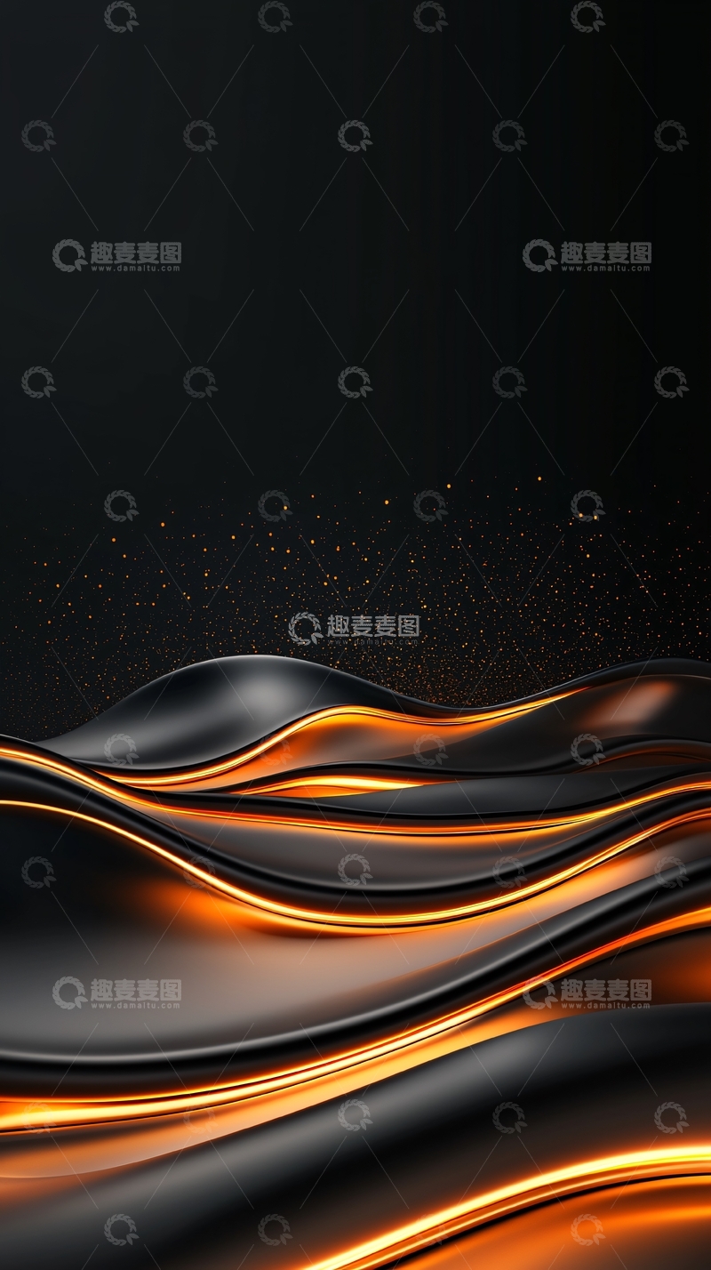 高清大图下载【趣麦麦图】黑金流体背景与光线交织