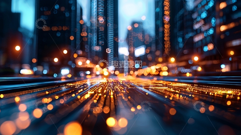 高清大图下载【趣麦麦图】城市夜景光轨模糊