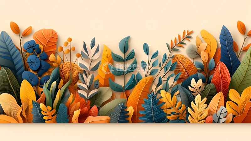 高清大图下载【趣麦麦图】彩色树叶植物背景