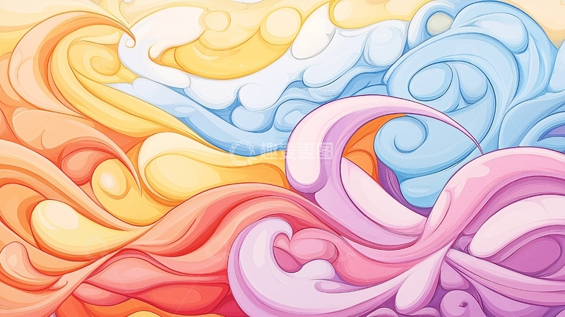 高清大图下载【趣麦麦图】色彩缤纷的抽象波浪