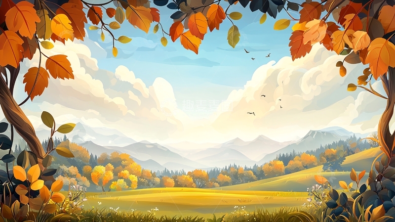 高清大图下载【趣麦麦图】秋季阳光明媚的风景