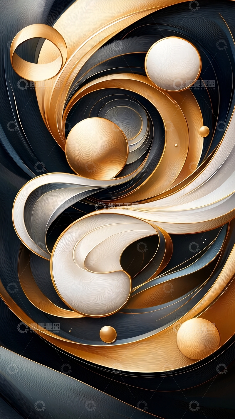 高清大图下载【趣麦麦图】金色曲线球体