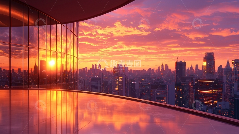 高清大图下载【趣麦麦图】城市日落天际线