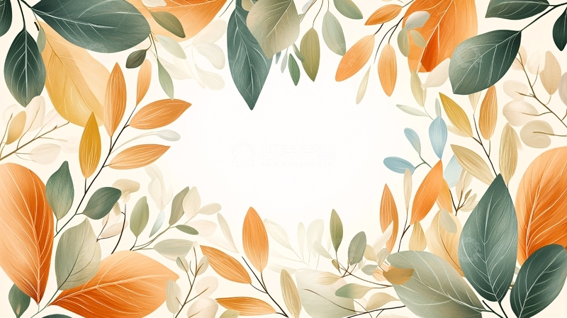 高清大图下载【趣麦麦图】叶子框架背景