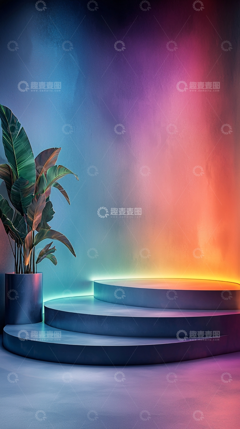 高清大图下载【趣麦麦图】炫彩灯光下的展示台