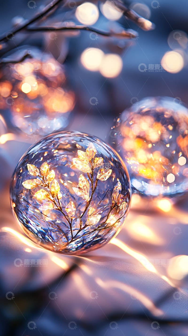 高清大图下载【趣麦麦图】梦幻水晶球灯光树枝