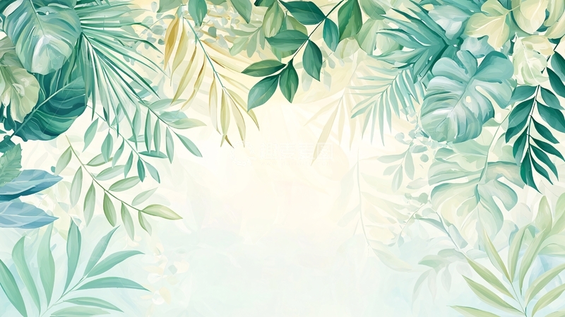 高清大图下载【趣麦麦图】绿色植物边框背景