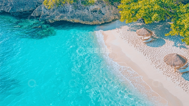 高清大图下载【趣麦麦图】热带海滩鸟瞰图