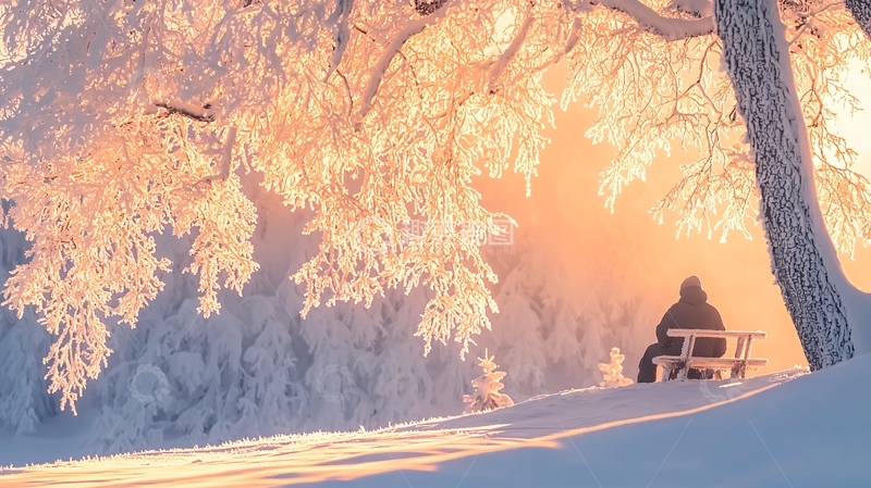 高清大图下载【趣麦麦图】冬日阳光下的孤独背影