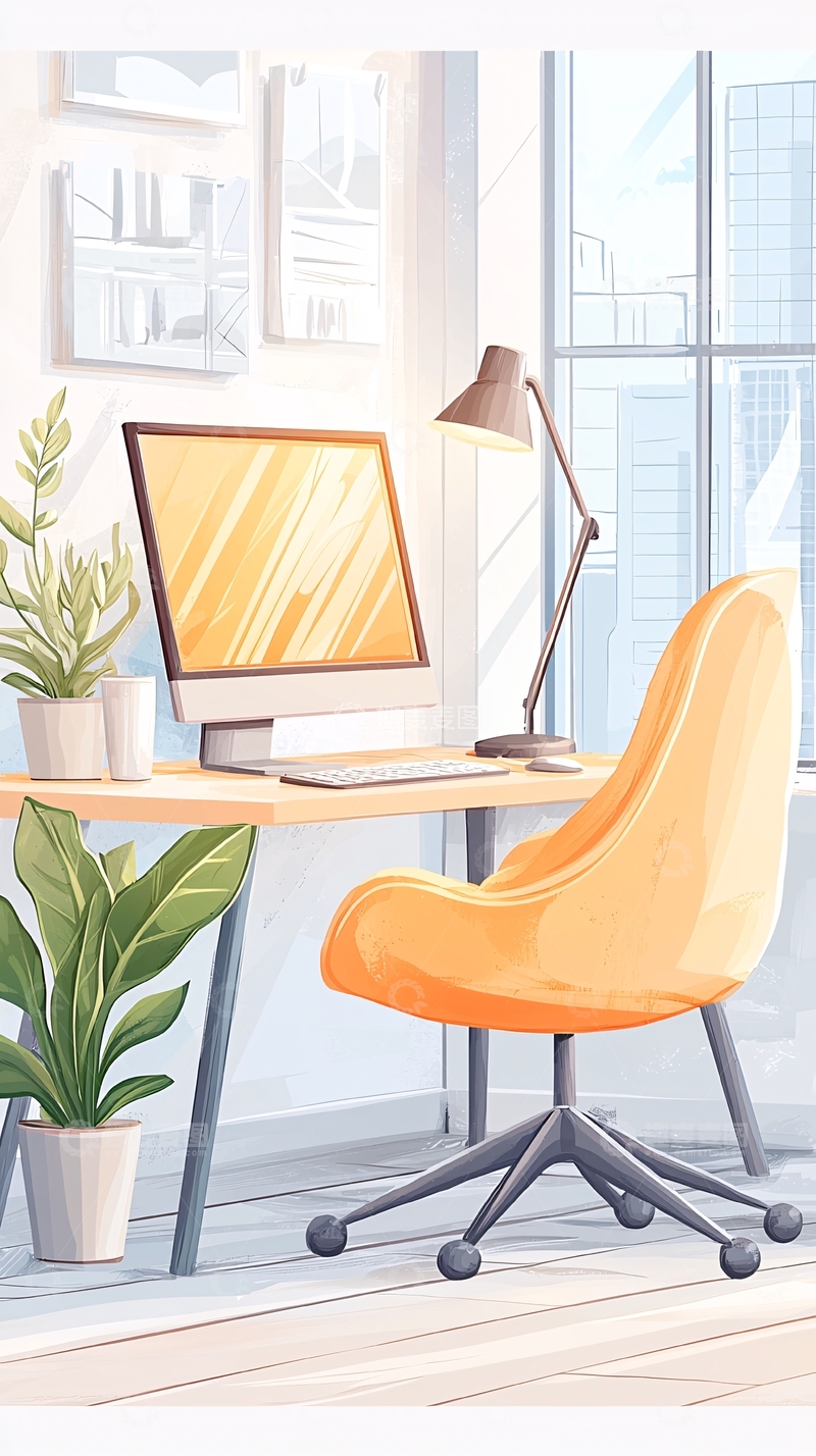 高清大图下载【趣麦麦图】明亮温馨的居家办公场景
