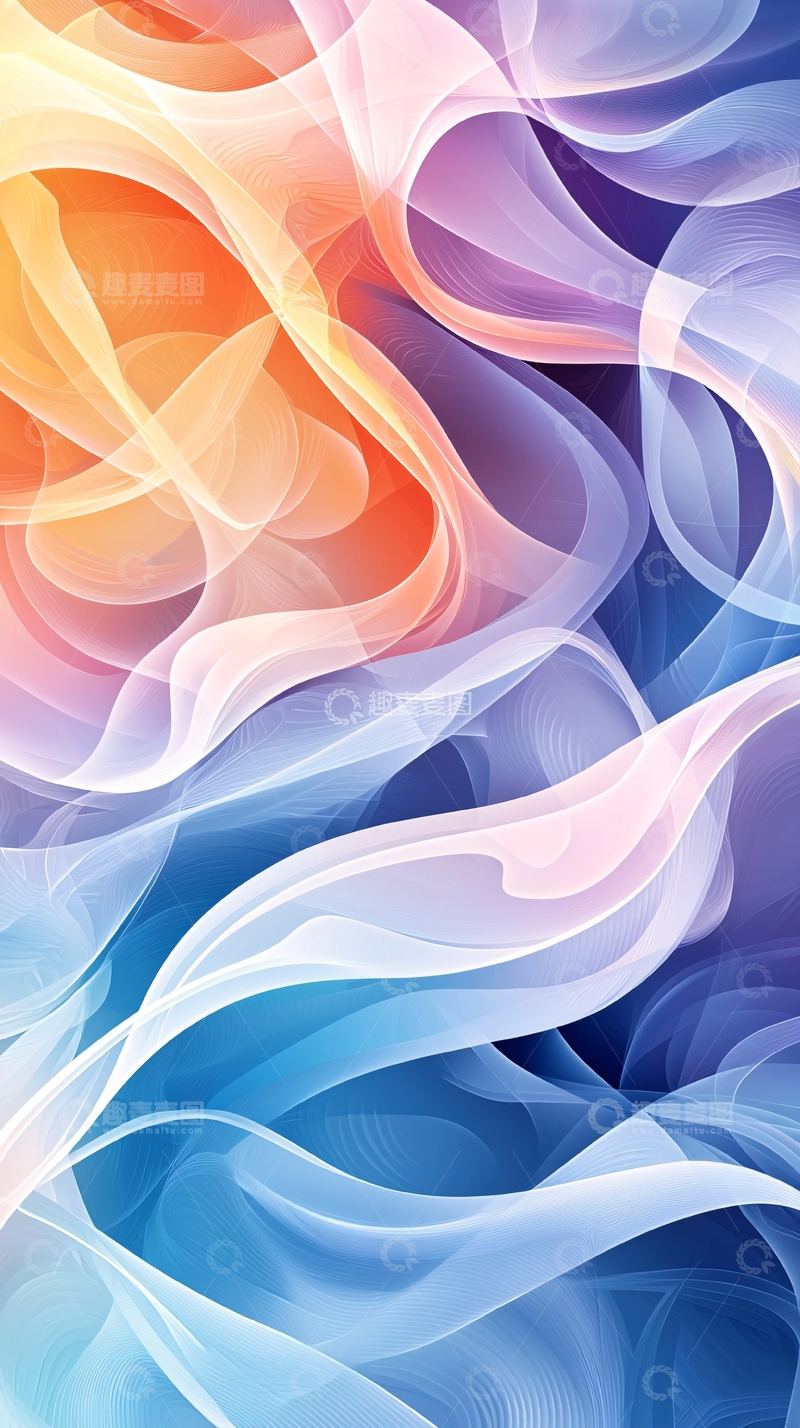 高清大图下载【趣麦麦图】抽象渐变柔和曲线