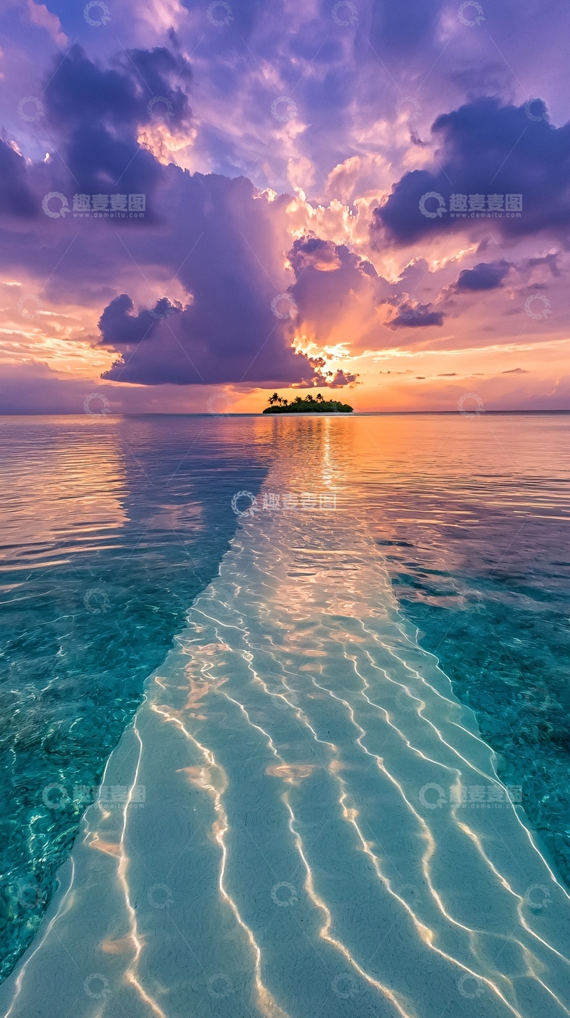 高清大图下载【趣麦麦图】热带岛屿的日落美景