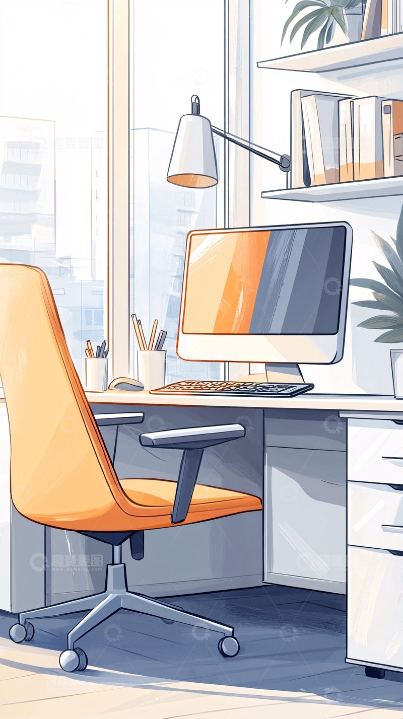 高清大图下载【趣麦麦图】简约现代办公桌椅