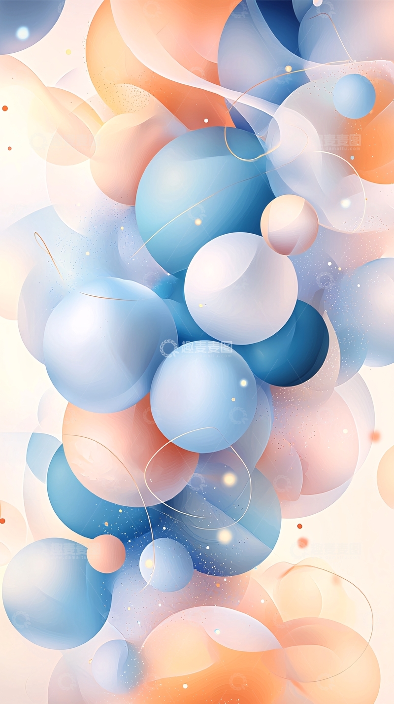 高清大图下载【趣麦麦图】水彩风格的梦幻泡泡