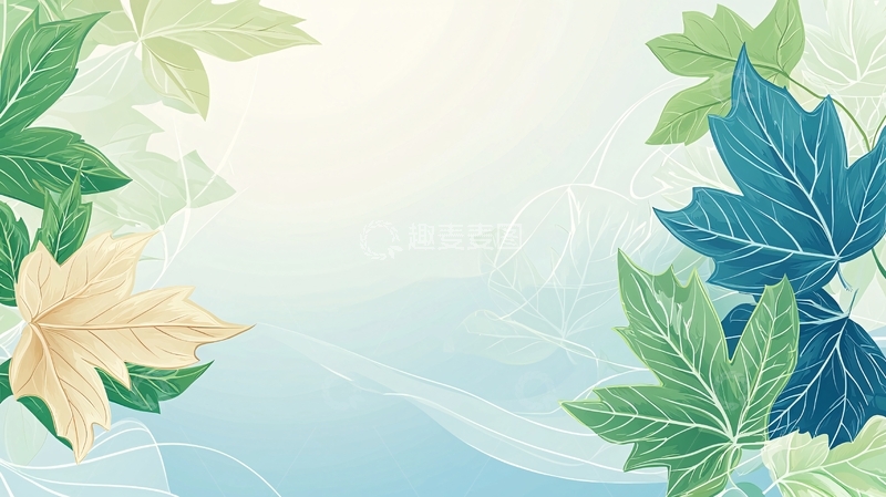 高清大图下载【趣麦麦图】水彩风格的树叶背景