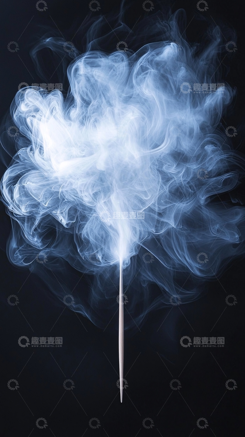 高清大图下载【趣麦麦图】蓝色烟雾从细线升起