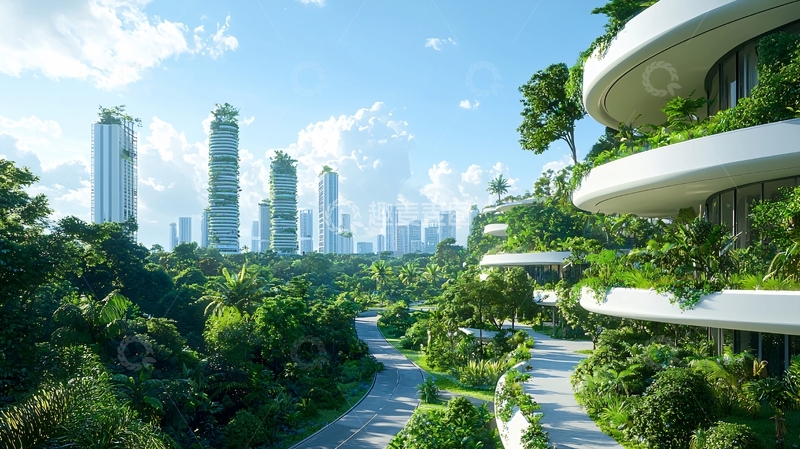 高清大图下载【趣麦麦图】未来城市绿色生态建筑