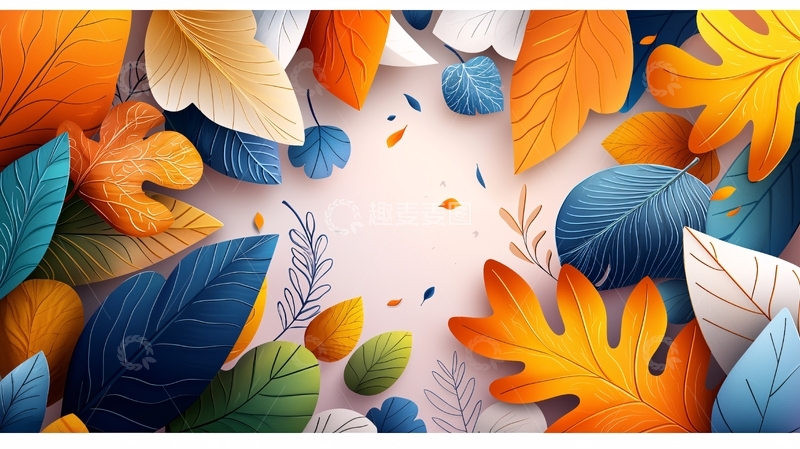 高清大图下载【趣麦麦图】秋季落叶缤纷的框架