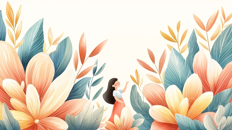 高清大图下载【趣麦麦图】鲜花簇拥的女子