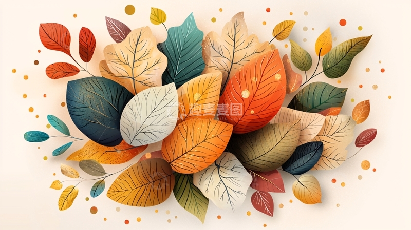 高清大图下载【趣麦麦图】秋季色彩缤纷的叶子